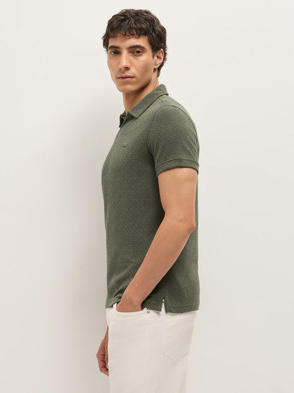 MenÕs Textured Slim Fit Polo T-Shirt POL-GAZIM-OL