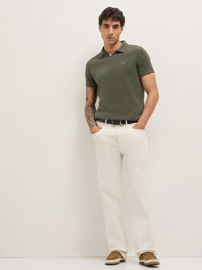 MenÕs Textured Slim Fit Polo T-Shirt POL-GAZIM-OL