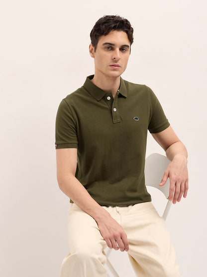 Men's Cotton Solid Regular Fit Polo POL-GRYLO-OL