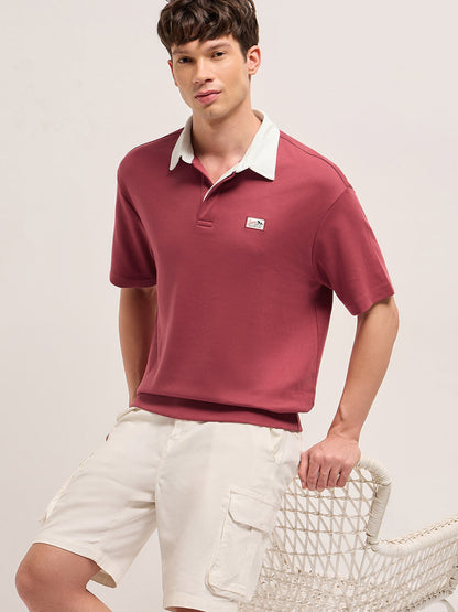 Men Pure Cotton Solid With Contrast Polo POL-ILLE-MR