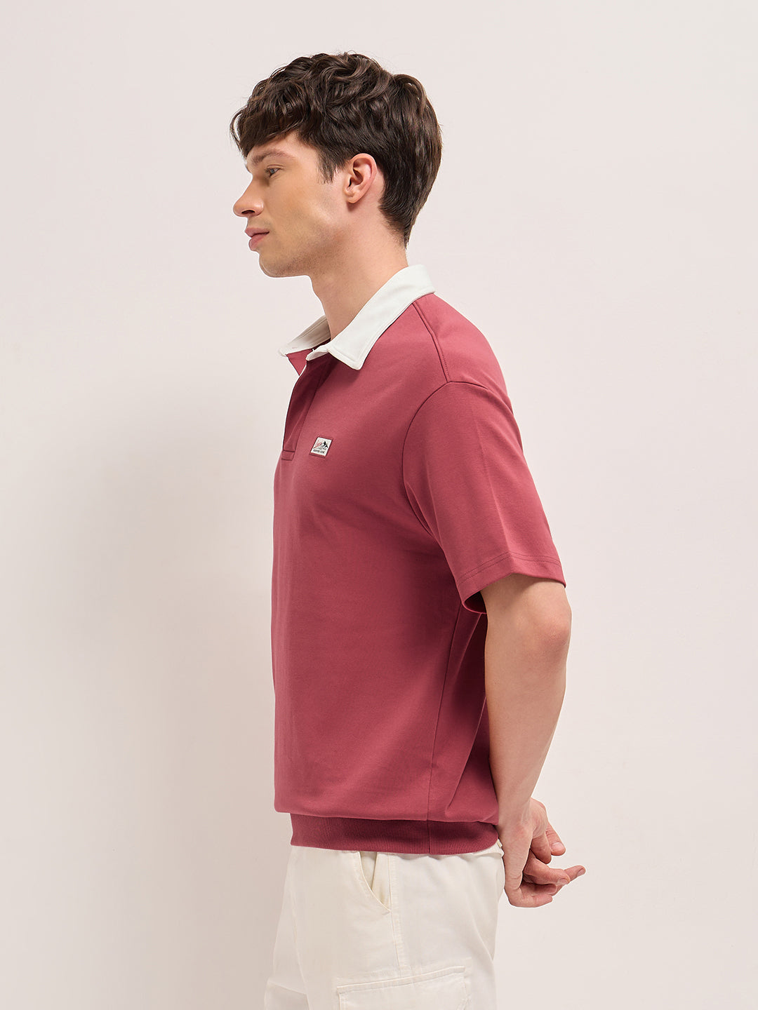Men Pure Cotton Solid With Contrast Polo POL-ILLE-MR