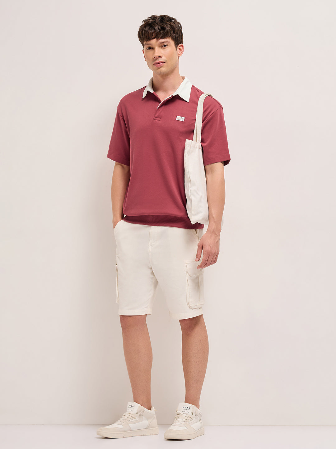 Men Pure Cotton Solid With Contrast Polo POL-ILLE-MR