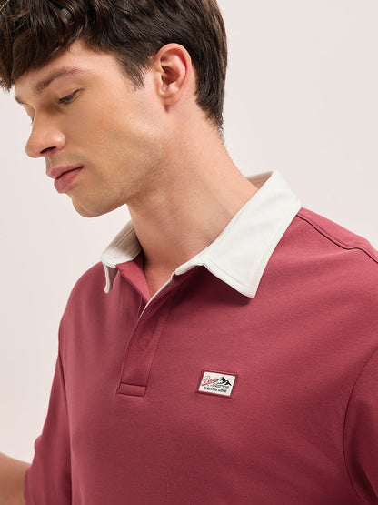 Men Pure Cotton Solid With Contrast Polo POL-ILLE-MR