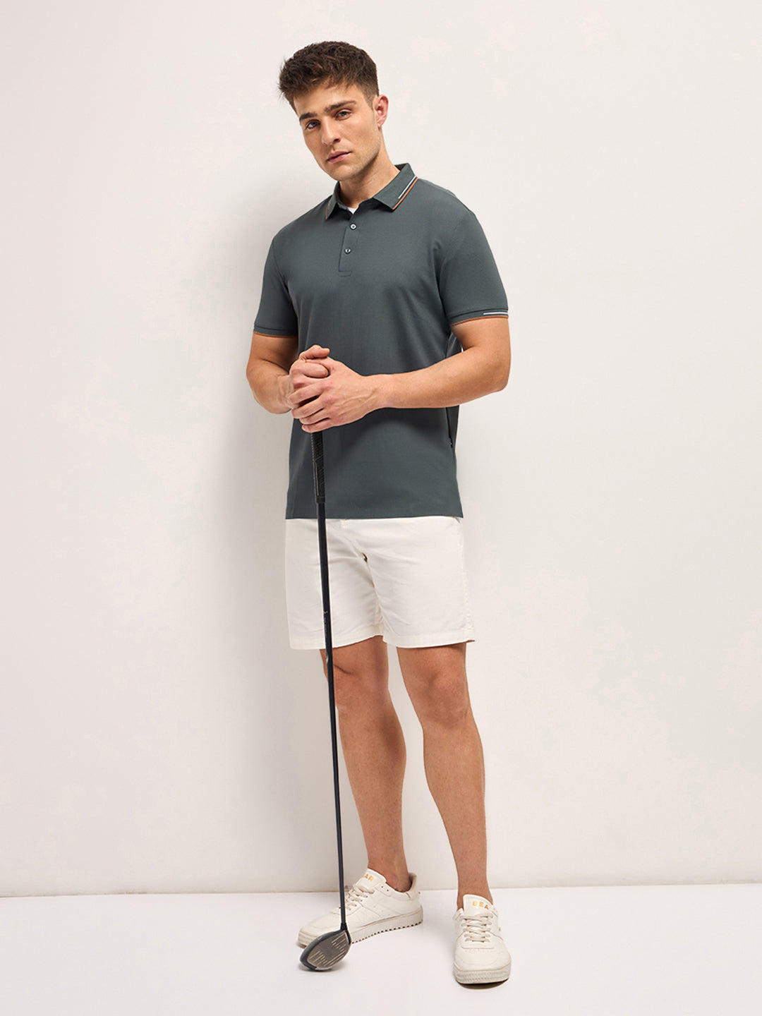 Men's Solid Slim Fit Performance Polo POL-JERTA-GR