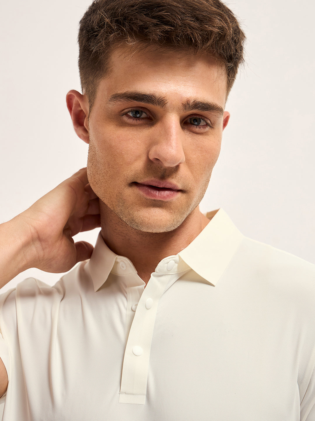 Men's Solid Slim Fit Performance Polo POL-KOMEX-WH