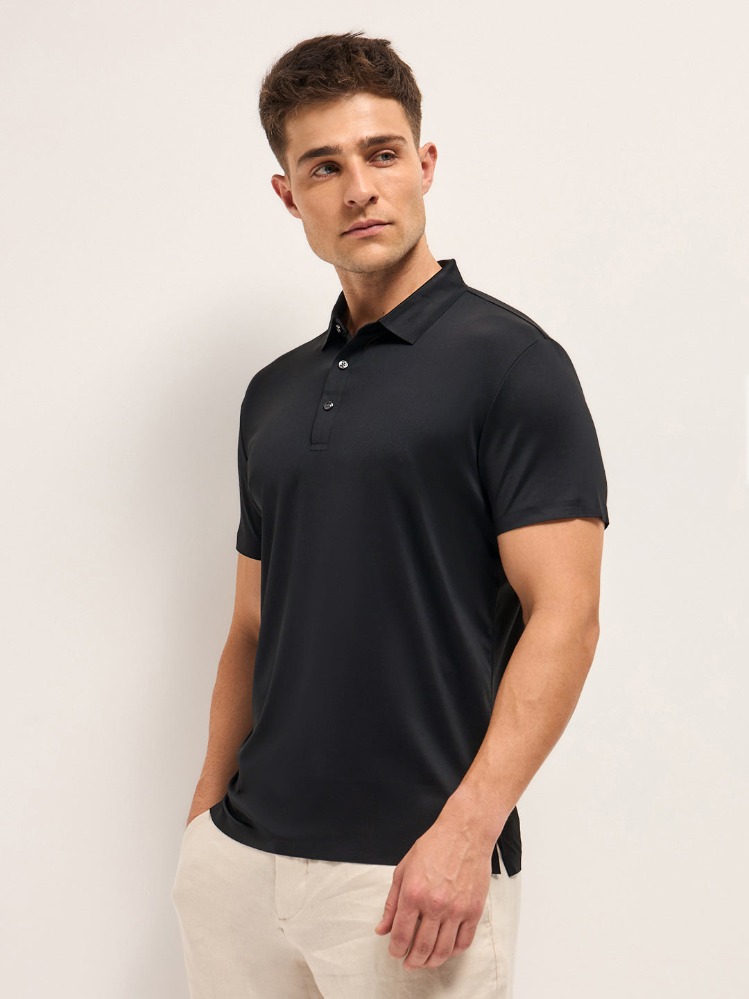 Men's Solid Slim Fit Performance Polo POL-LOPEM-BK