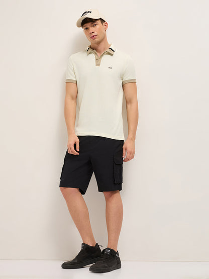 MenÕs Textured Slim Fit Polo With Contrast Collar POL-MAJOI-WH