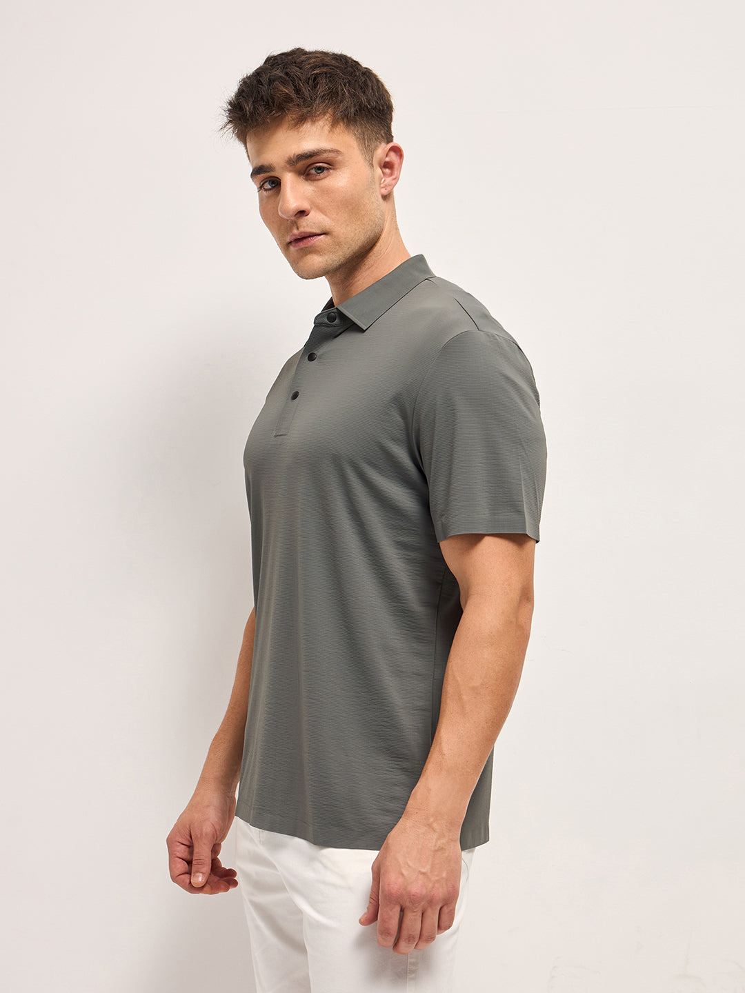 Men's Solid Slim Fit Performance Polo POL-MEXIL-GY