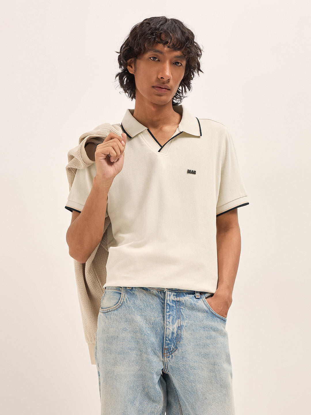 Men Pure Cotton Solid Slim Fit Polo POL-MIKA-CR