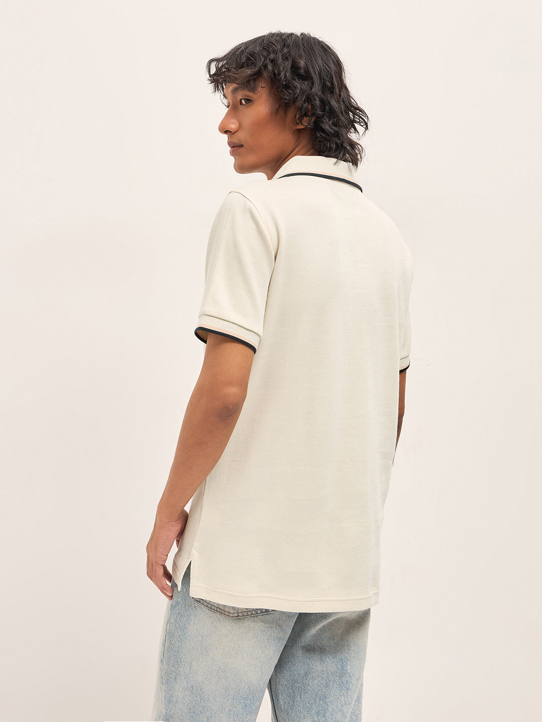 Men Pure Cotton Solid Slim Fit Polo POL-MIKA-CR