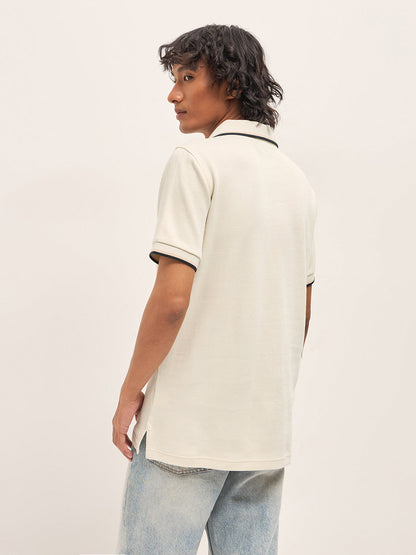 Men Pure Cotton Solid Slim Fit Polo POL-MIKA-CR