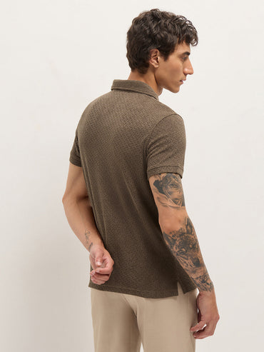 MenÕs Textured Slim Fit Polo T-Shirt POL-MINOR-BR