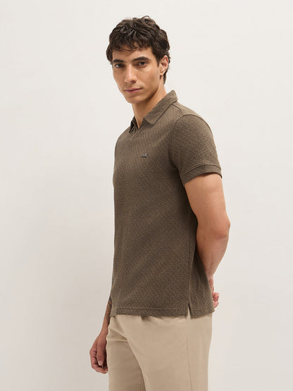 MenÕs Textured Slim Fit Polo T-Shirt POL-MINOR-BR