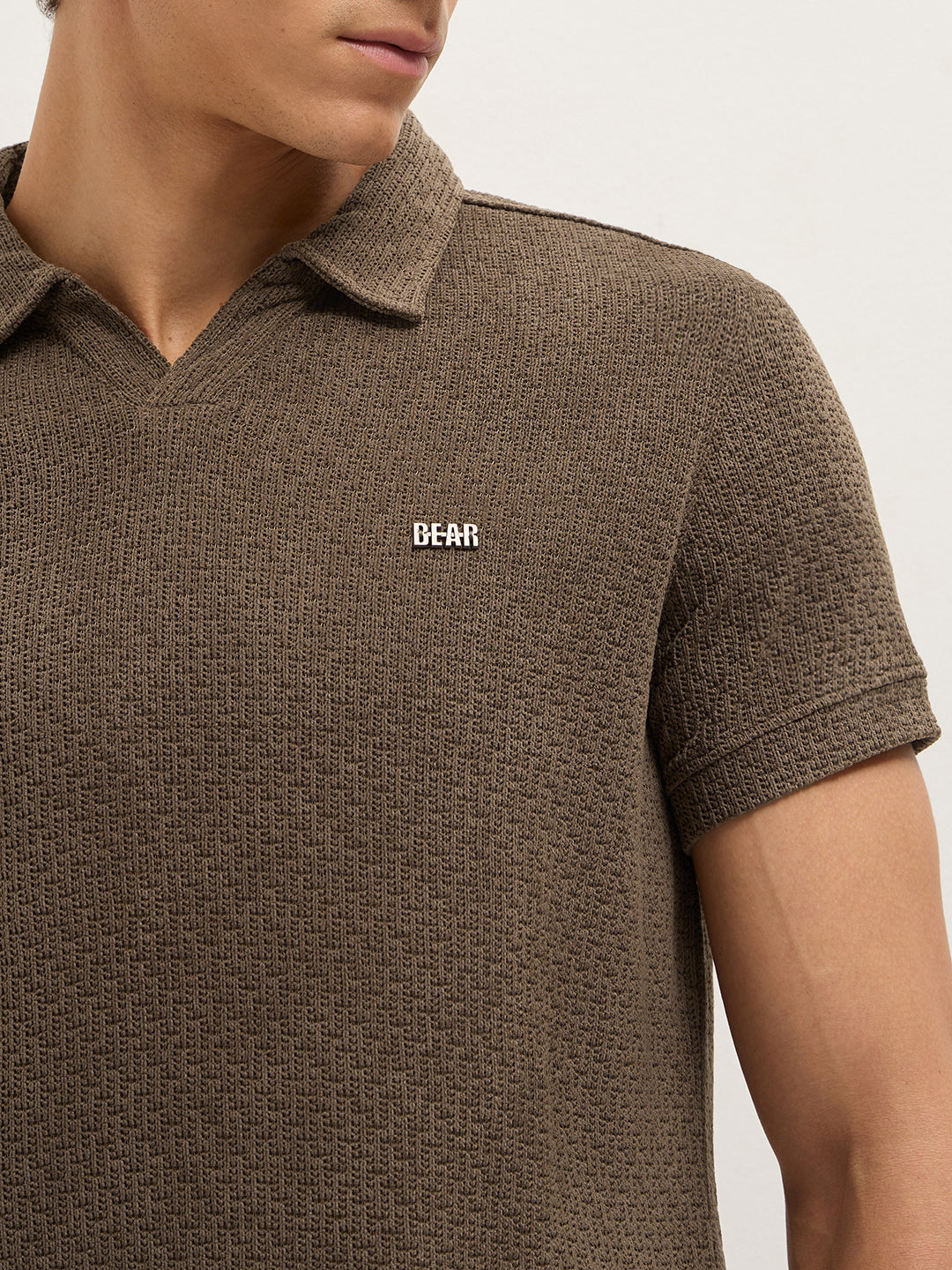 MenÕs Textured Slim Fit Polo T-Shirt POL-MINOR-BR