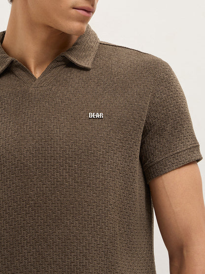 MenÕs Textured Slim Fit Polo T-Shirt POL-MINOR-BR