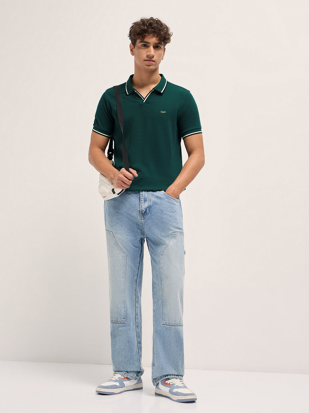 Men Pure Cotton Solid Slim Fit Polo POL-MOKO-GR