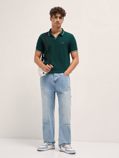 Men Pure Cotton Solid Slim Fit Polo POL-MOKO-GR