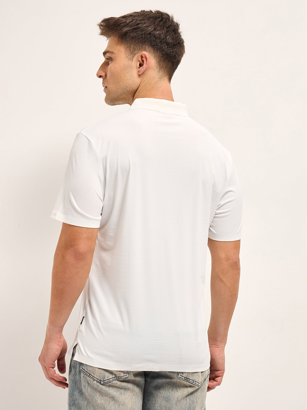 Men's Solid Slim Fit Performance Polo POL-MOWET-WH