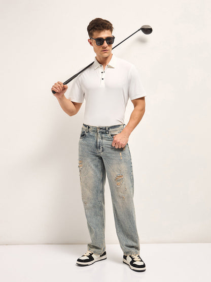 Men's Solid Slim Fit Performance Polo POL-MOWET-WH