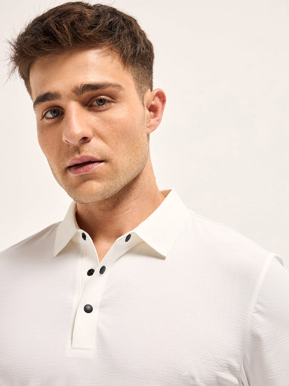 Men's Solid Slim Fit Performance Polo POL-MOWET-WH