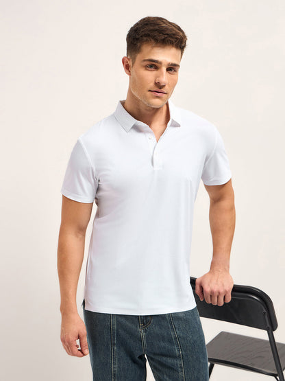 Men's Solid Quick Dry Slim Fit Performance Polo POL-OKIME-WH