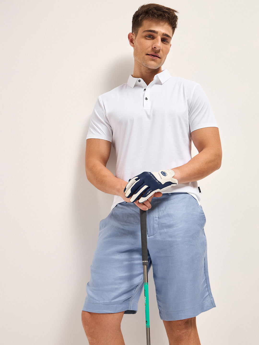 Men's Solid Slim Fit Performance Polo POL-OMESA-WH