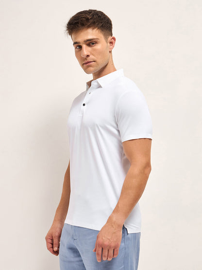Men's Solid Slim Fit Performance Polo POL-OMESA-WH