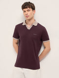 Men Solid Contrast Polo Neck Cotton T-Shirt | Bear House at Broadway