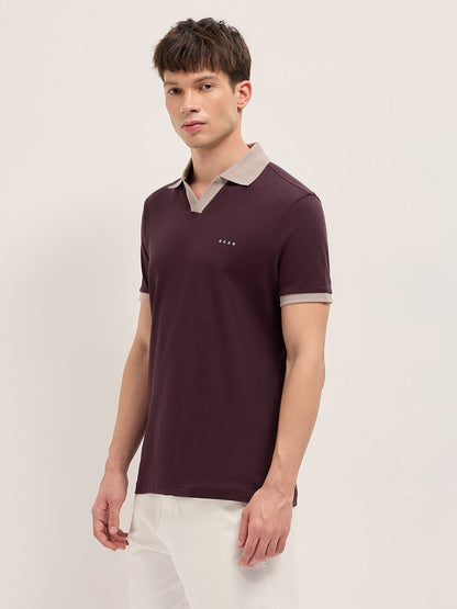 Men Solid Contrast Polo Neck Cotton T-Shirt | Bear House at Broadway