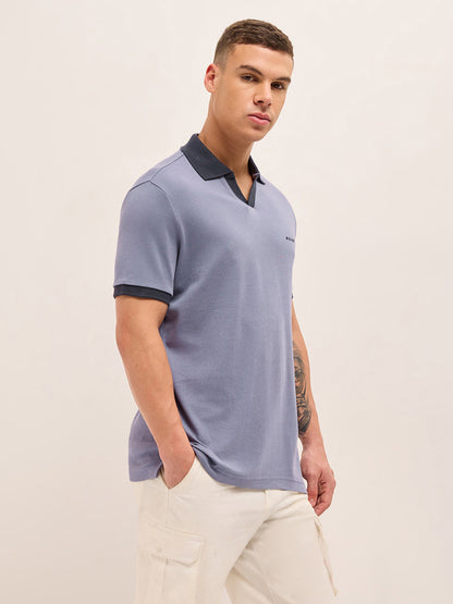 Men Solid Contrast Polo Neck Cotton T-Shirt POL-OREL-PL