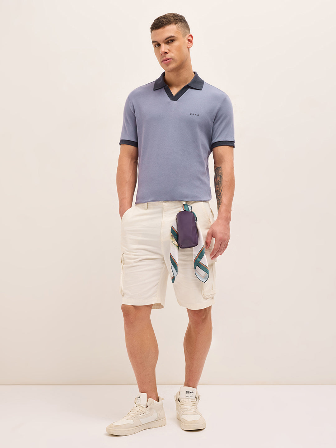 Men Solid Contrast Polo Neck Cotton T-Shirt POL-OREL-PL