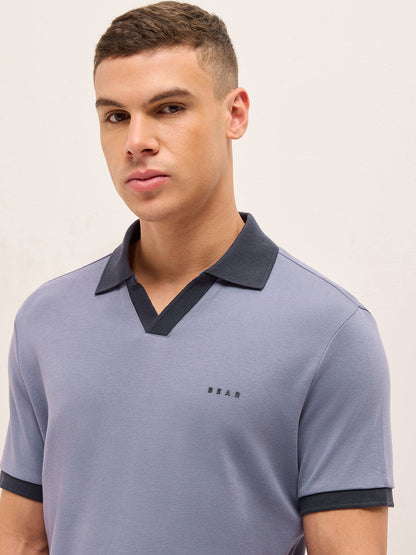Men Solid Contrast Polo Neck Cotton T-Shirt POL-OREL-PL