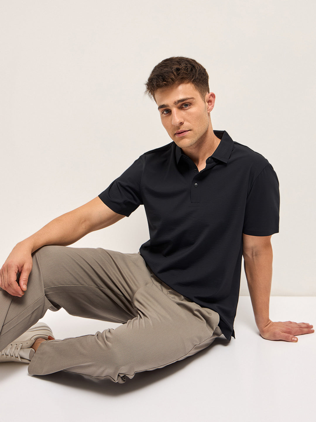 Men's Solid Slim Fit Performance Polo POL-ORTEN-BK