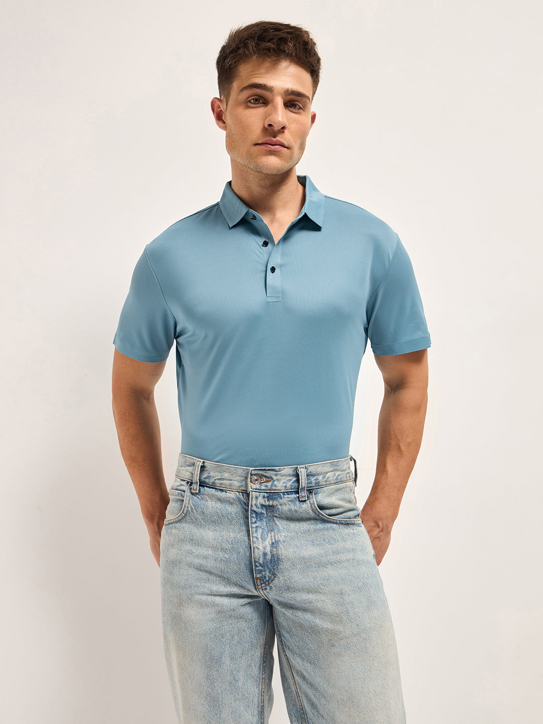 Men's Solid Slim Fit Performance Polo | Bear House at Broadway