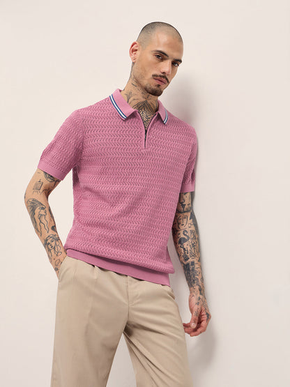 Men's Pure Cotton Textured Slim Fit Polo POL-PIKE-PK