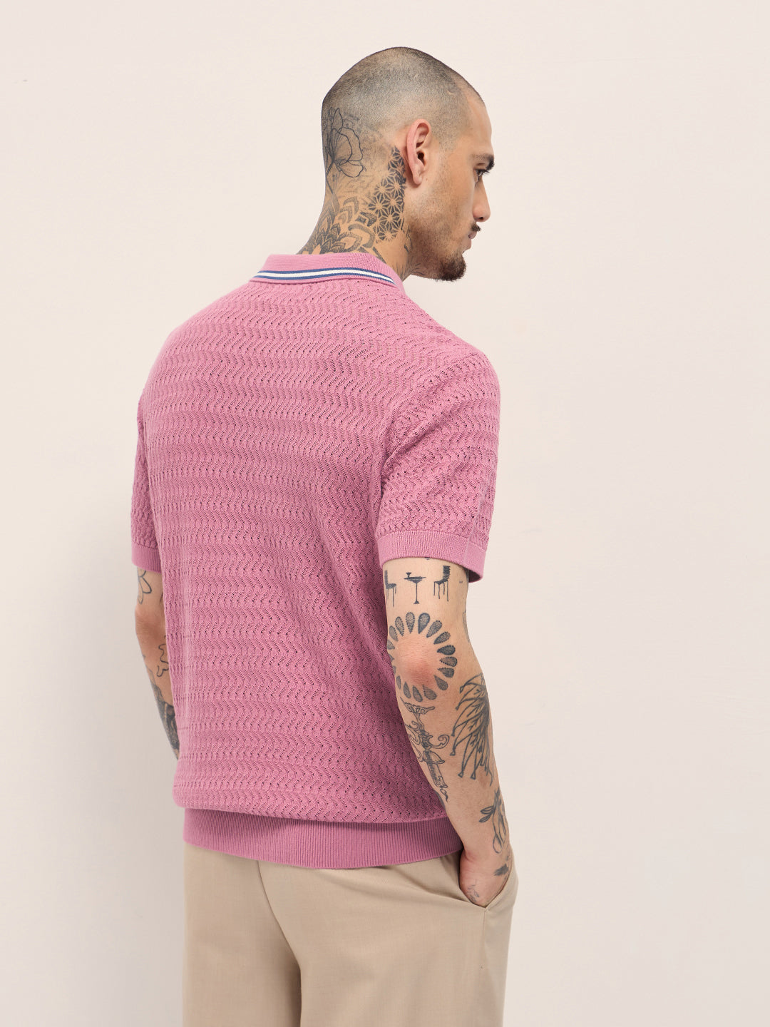 Men's Pure Cotton Textured Slim Fit Polo POL-PIKE-PK