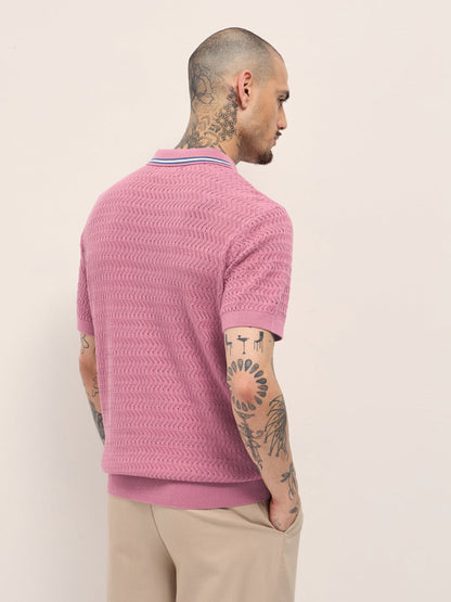 Men's Pure Cotton Textured Slim Fit Polo POL-PIKE-PK