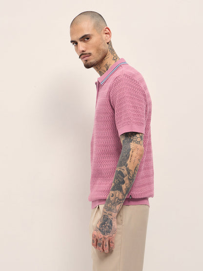 Men's Pure Cotton Textured Slim Fit Polo POL-PIKE-PK