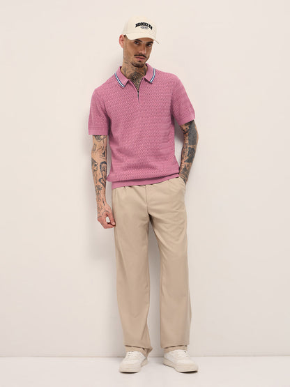 Men's Pure Cotton Textured Slim Fit Polo POL-PIKE-PK