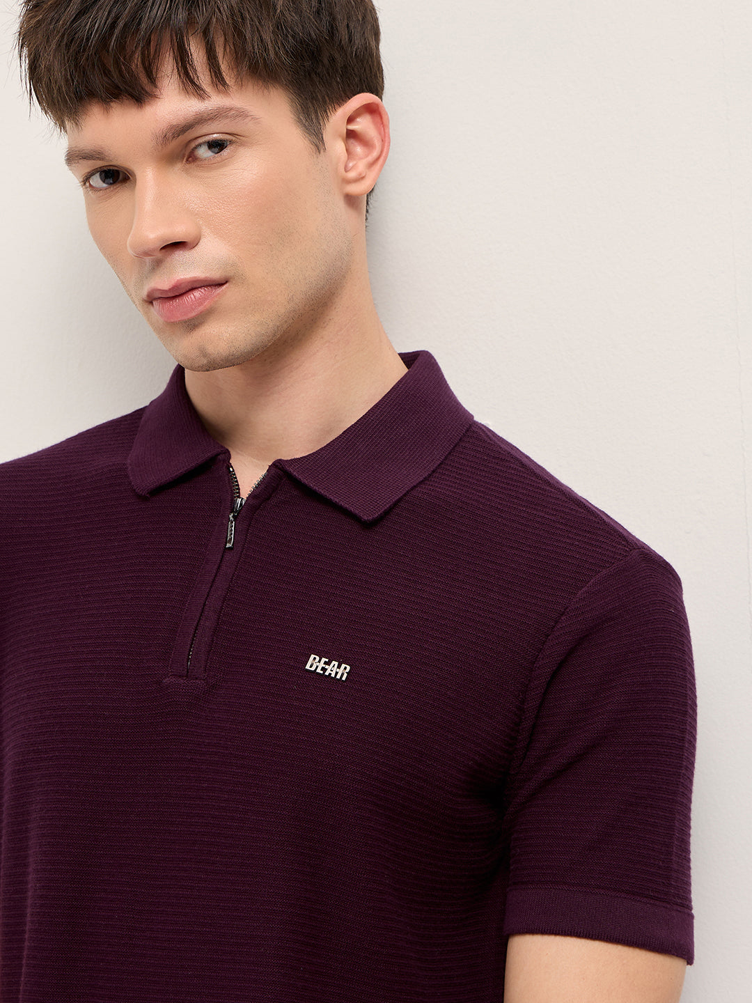 Men Pure Cotton Flat Knit Slim Fit Polo POL-POSH-MR