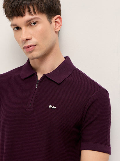 Men Pure Cotton Flat Knit Slim Fit Polo POL-POSH-MR