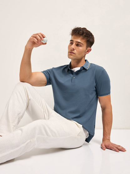 Men's Solid Slim Fit Performance Polo POL-POYSTO-BL