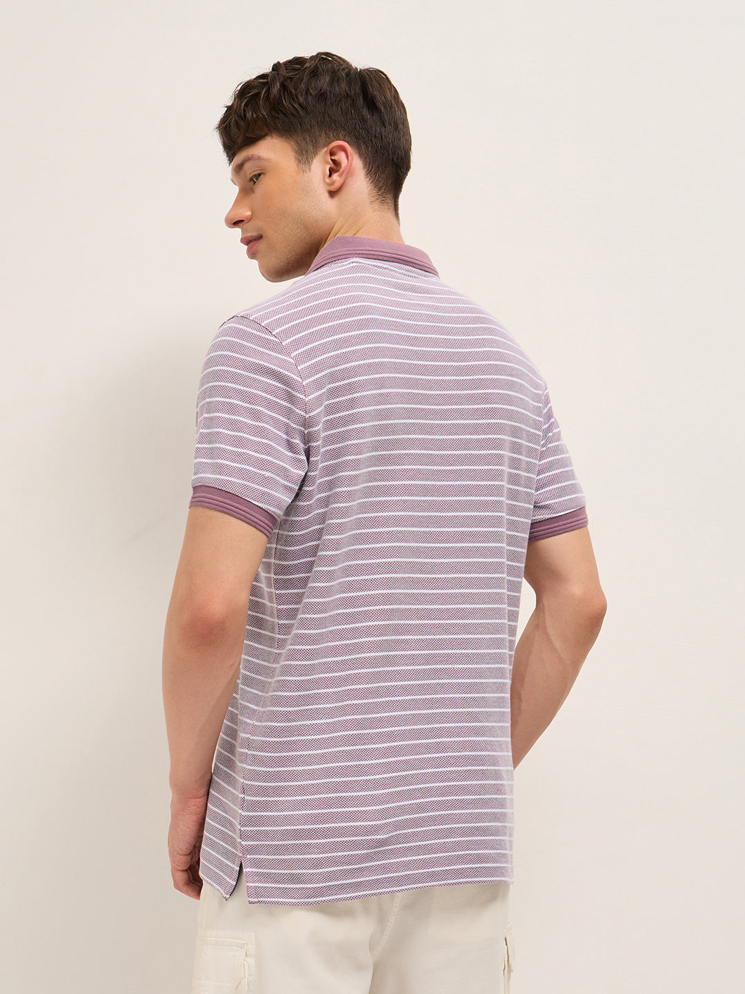 Men Pure Cotton Striped Polo POL-STEV-PL