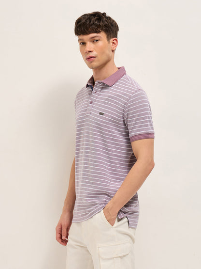 Men Pure Cotton Striped Polo POL-STEV-PL