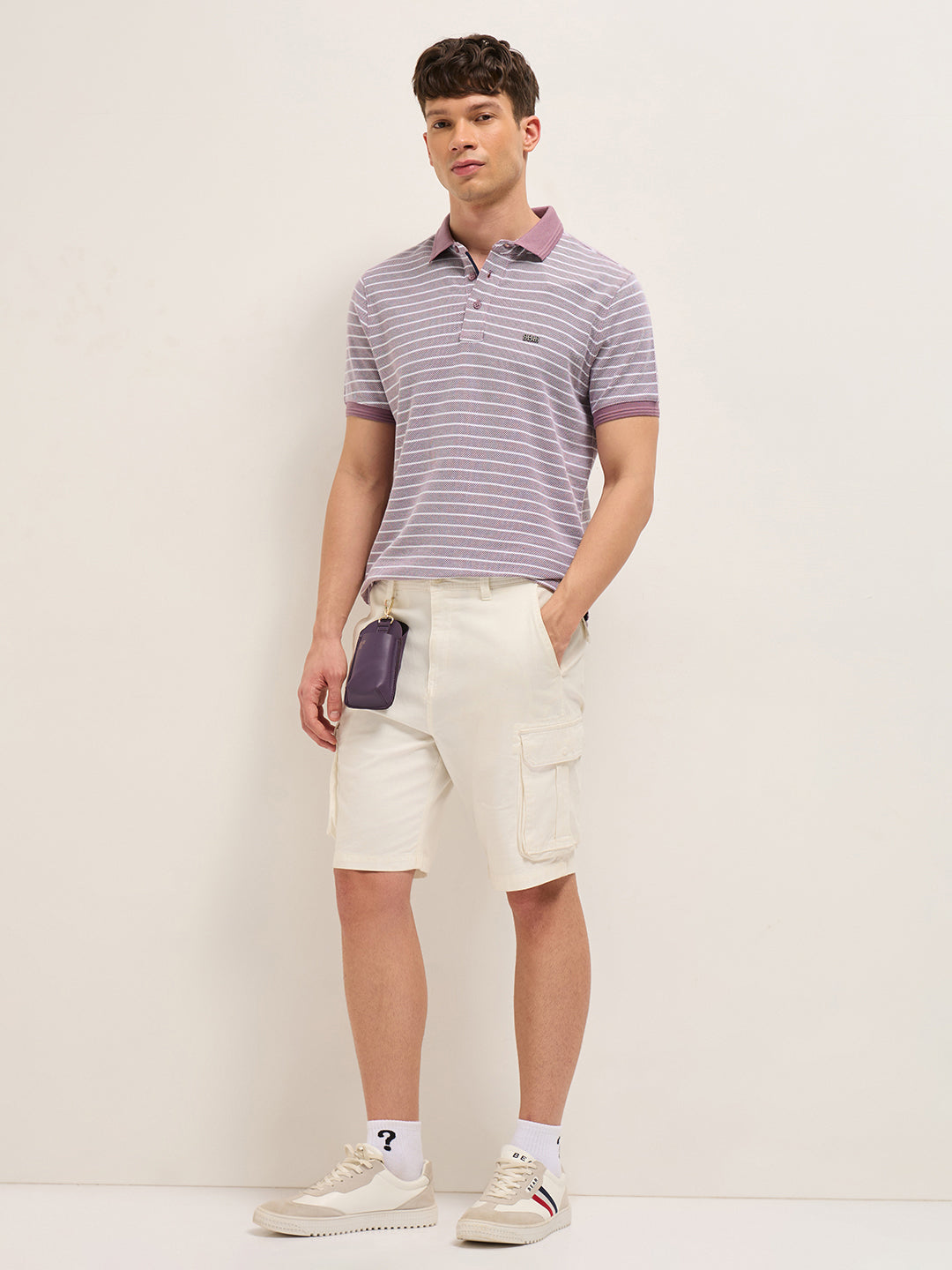 Men Pure Cotton Striped Polo POL-STEV-PL