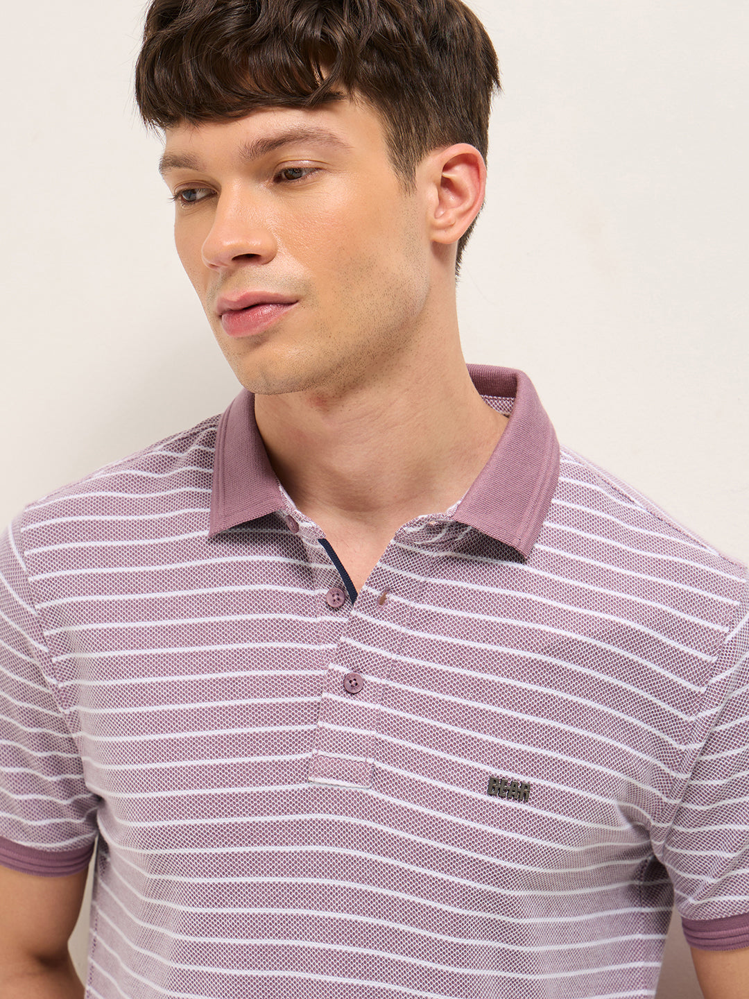 Men Pure Cotton Striped Polo POL-STEV-PL