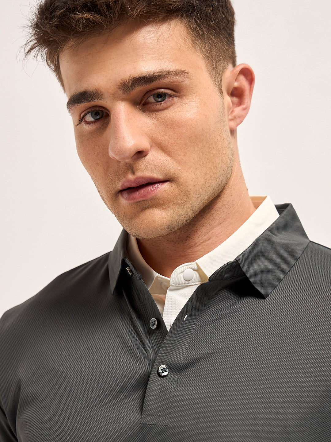 Men's Solid Slim Fit Performance Polo POL-TOKIS-GY