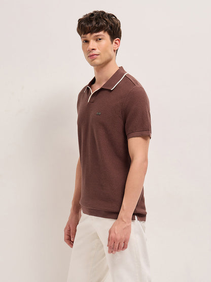 Men Cotton Textured Flat Knit Polo POL-TRACE-BR