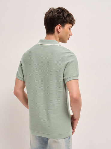Men Cotton Textured Flat Knit Polo POL-TRACE-GR