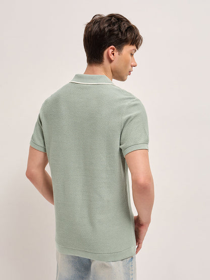 Men Cotton Textured Flat Knit Polo POL-TRACE-GR